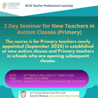 2 Day Seminar for New Teachers in Autism Classes (Primary) - NCSE